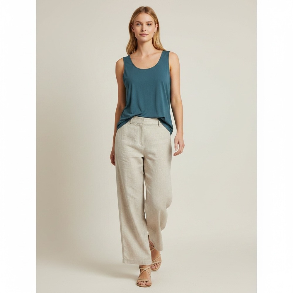Chico's Microfiber Layering Shell Scoop Capsule Neck Tank Top Teal Blue Green XL
